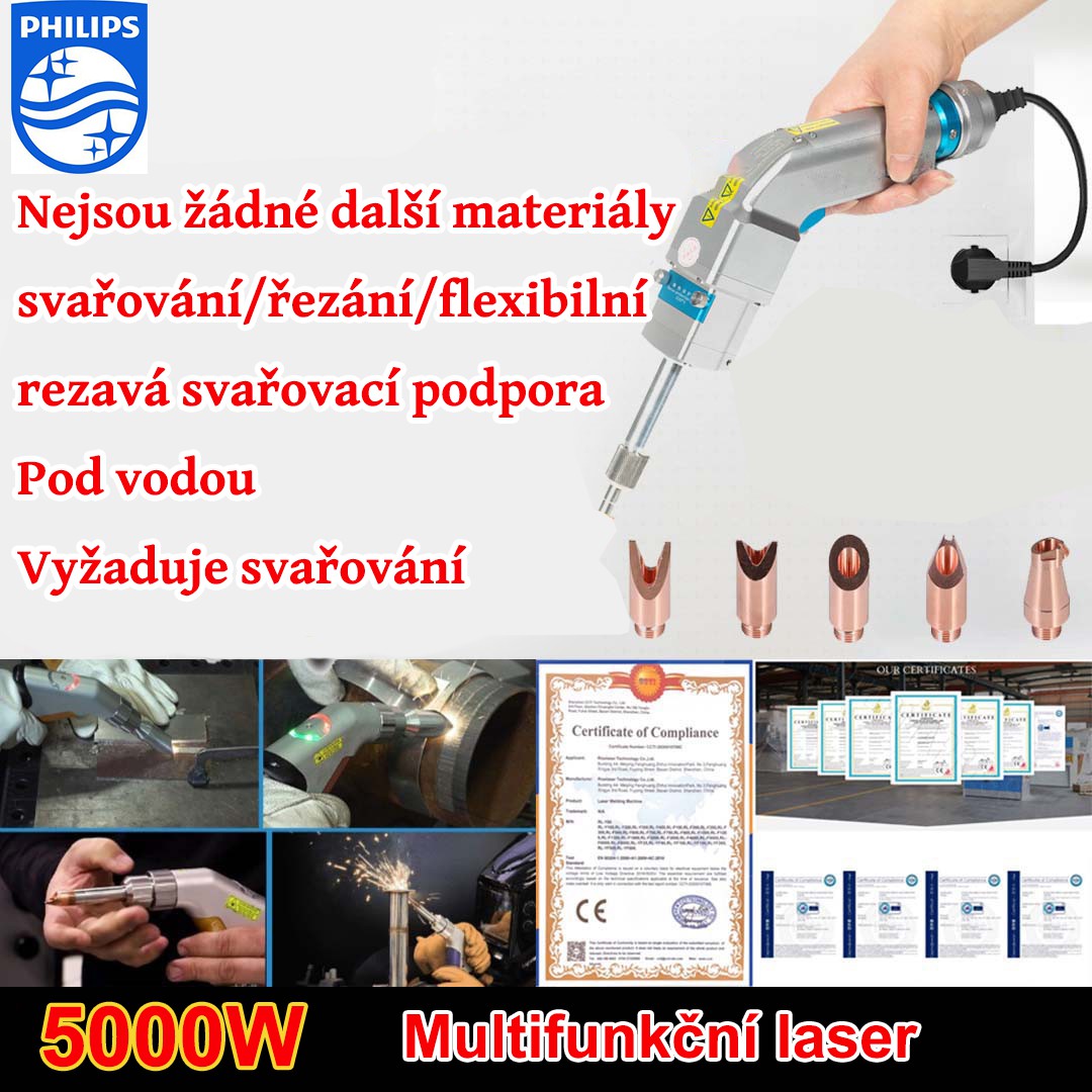 5000W multifunkční laserová pistole (zlato/stříbro/měď/železo/hliník/nerezová ocel) tloušťka svařování 0-10mm (svařování/řezání dva v jednom) 